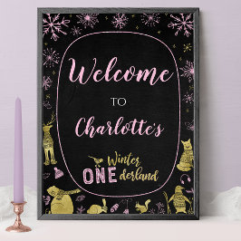 Winter Onederland Geburtstag Begrüßungszeichen Sno Poster