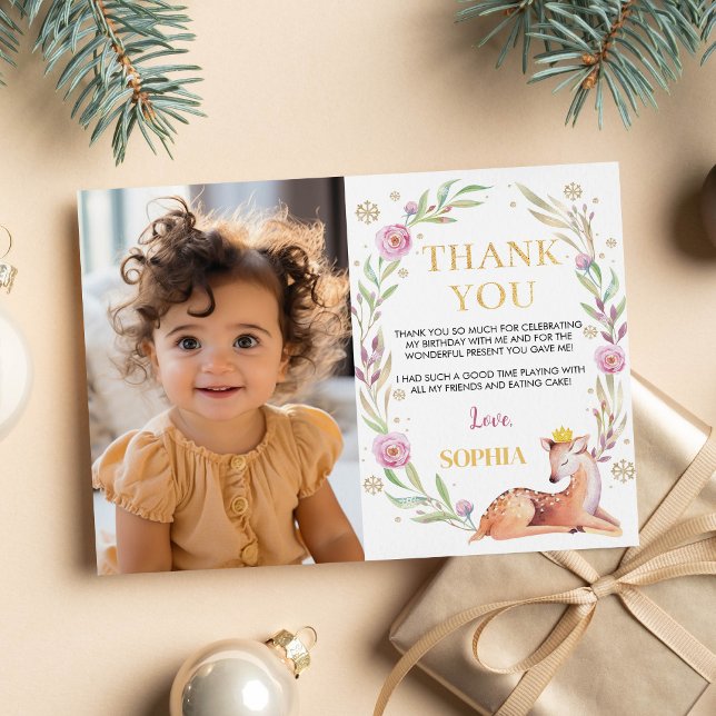 Winter Onederland Geburtstag Foto Danke Karte (Von Creator hochgeladen)