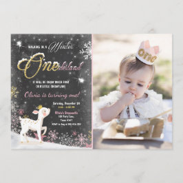 Winter Onederland Geburtstag laden rosa Einladung