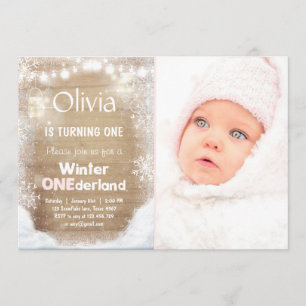 Winter Onederland Geburtstag laden Snow pink Rusti Einladung
