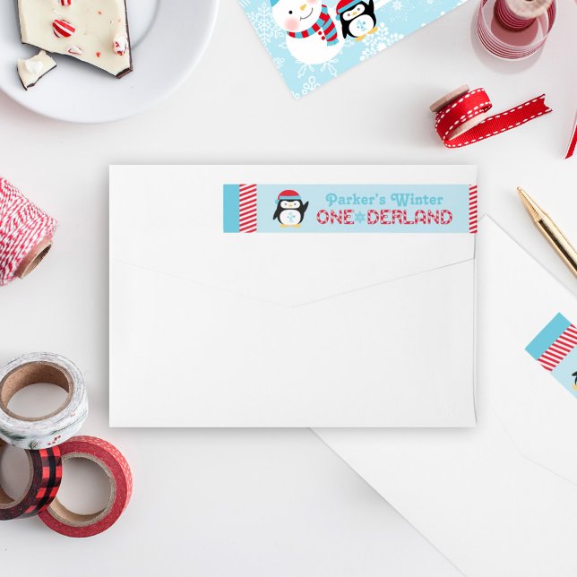 Winter ONEderland Geburtstag Pinguin Blau und Rot (Von Creator hochgeladen)