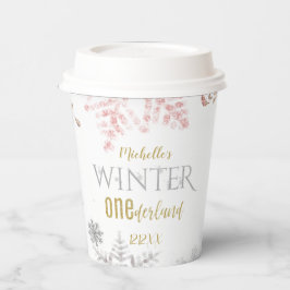 Winter Onederland Geburtstag Rosa Goldene Schneefl Pappbecher