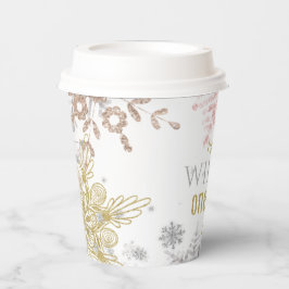 Winter Onederland Geburtstag Rosa Goldene Schneefl Pappbecher