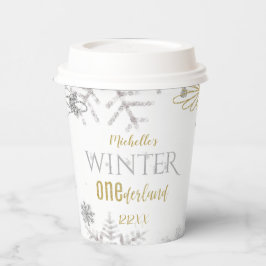 Winter Onederland Geburtstag Silver Gold Snowflake Pappbecher