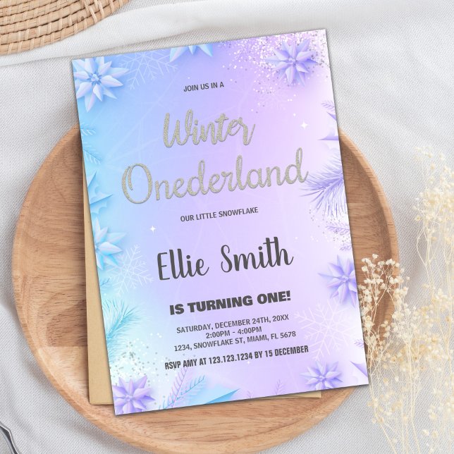 Winter ONEderland Geburtstagseinladungen Lila Einladung (Winter ONEderland Birthday Invitations Purple)