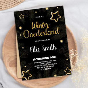 Winter ONEderland Geburtstagseinladungen Star Blac Einladung