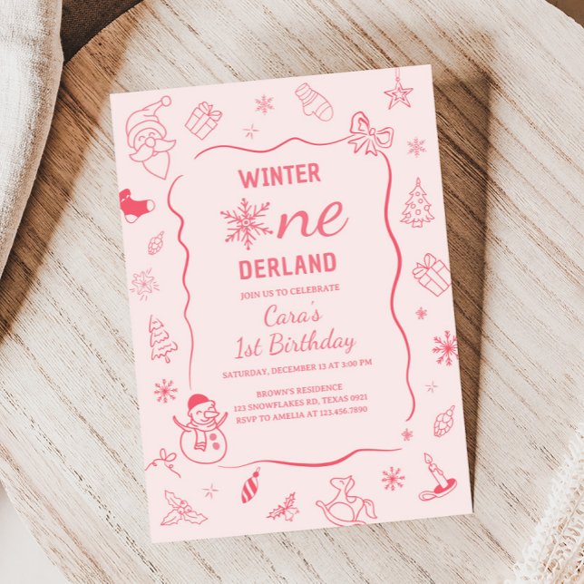 Winter Onederland Geburtstagsfeier Einladung (Winter Onederland Birthday Party Invitation)