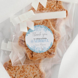 Winter Onederland Geburtstagsparty Danke Tags Runder Aufkleber