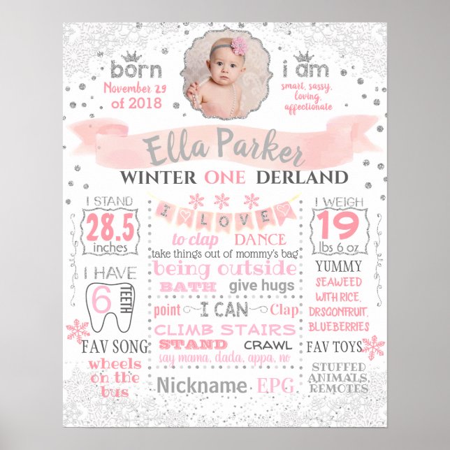 Winter Onederland Geburtstagsparty unterzeichnet P Poster (Vorne)