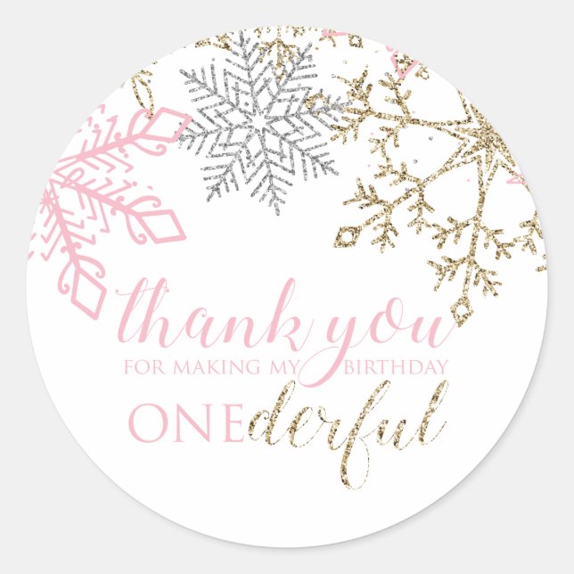 Winter Onederland Gefallen Vielen Dank Sticker (Vorderseite)