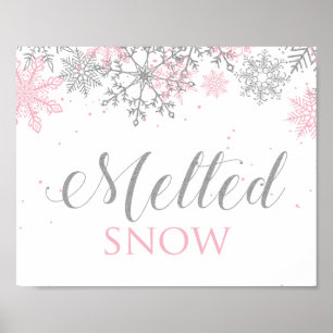 Winter Onederland Geschmolzener Schnee rosa Silber Poster