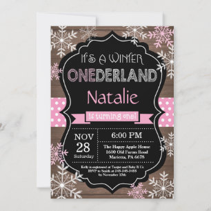Winter Onederland Girl 1. Geburtstag Einladung