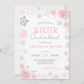 Winter Onederland Girl 1. Geburtstag Einladung
