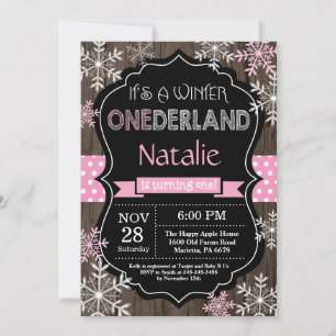 Winter Onederland Girl 1. Geburtstag Einladung