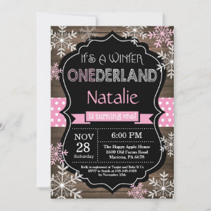 Winter Onederland Girl 1. Geburtstag Einladung