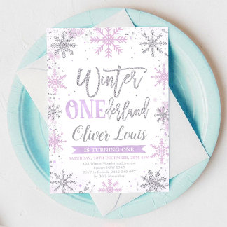 Winter ONEderland Girl 1st Birthday Invitation Einladung
