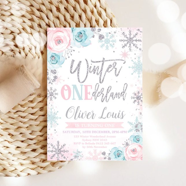 Winter ONEderland Girl 1st Birthday Invitation Einladung (Von Creator hochgeladen)