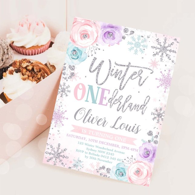 Winter ONEderland Girl 1st Birthday Invitation Einladung (Von Creator hochgeladen)