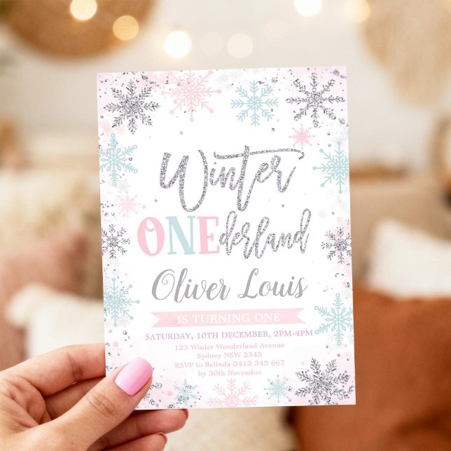 Winter ONEderland Girl 1st Birthday Invitation Einladung (Von Creator hochgeladen)