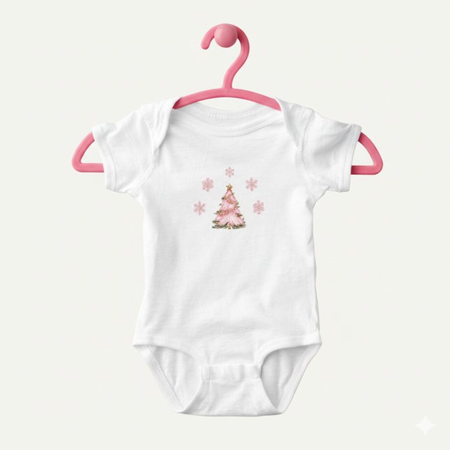 Winter Onederland Girl 1st Birthday Pink Snowflake Baby Strampler (Von Creator hochgeladen)