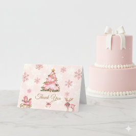 Winter Onederland Girl 1st Birthday Pink Snowflake Dankeskarte