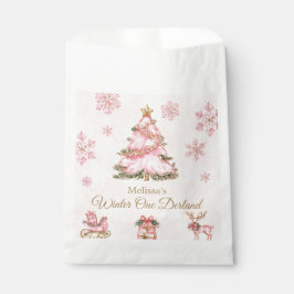 Winter Onederland Girl 1st Birthday Pink Snowflake Geschenktütchen