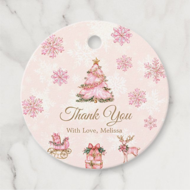 Winter Onederland Girl 1st Birthday Thank You Geschenkanhänger (Vorderseite)