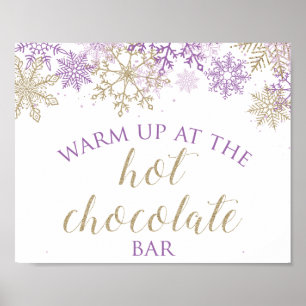 Winter Onederland-Heißschokoladen-Bar-Schild Lila Poster