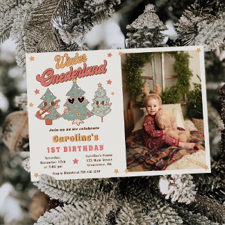 Winter Onederland Hippie Weihnachtsbaum Geburtstag Einladung