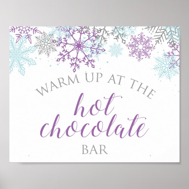Winter Onederland Hot Chocolate Bar Lila Poster (Vorne)