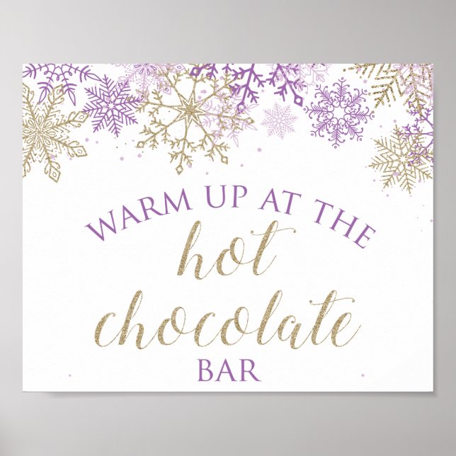 Winter Onederland Hot Chocolate Bar Sign Lila Poster (Vorne)