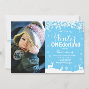 Winter Onederland Junge 1. Geburtstagsfoto Einladung