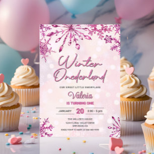 Winter Onederland Kleine Schneeflocke 1. Geburtsta Einladung