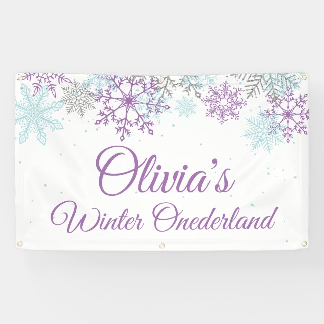 Winter Onederland Lila Banner (Horizontal)