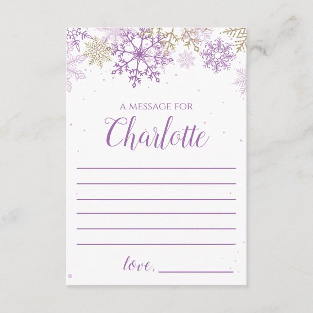 Winter Onederland lila Goldzeit Kapsel Begleitkarte (Vorderseite)