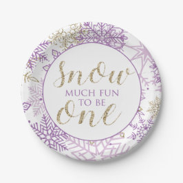 Winter Onederland Lila und Gold Snowflake Platte Pappteller