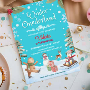 Winter Onederland Little Snowflake 1. Geburtstag Einladung