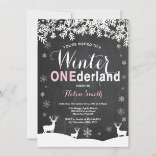 Winter Onederland Mädchen 1. Geburtstagseinladung Einladung