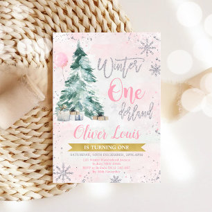 Winter ONEderland Mädchen 1. Geburtstagseinladung Einladung