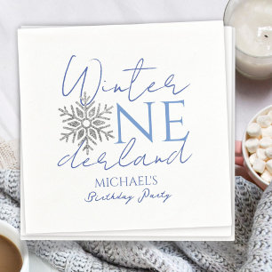 Winter ONEderland Minimalistisch Boy 1. Geburtstag Serviette