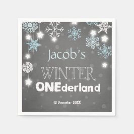 Winter onederland Paper Napkin Blue Boy Snowflake Serviette