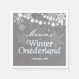 Winter onederland Paper Napkin Blue Boy Snowflake Serviette