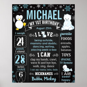 Winter Onederland Pinguin Bear Snowflakes Zeichen Poster