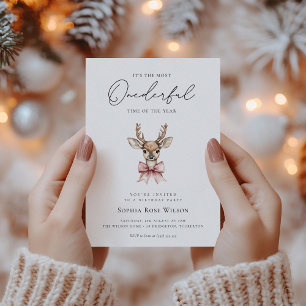 Winter Onederland Pink Bow Weihnachten Geburtstag Einladung