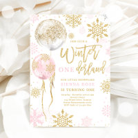 Winter Onederland Pink Gold Snowflakes Geburtstag