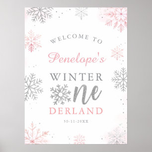 Winter Onederland Pink Silver 1. Geburtstag Willko Poster