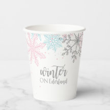 Winter Onederland Pink Silver Blue Snowflakes