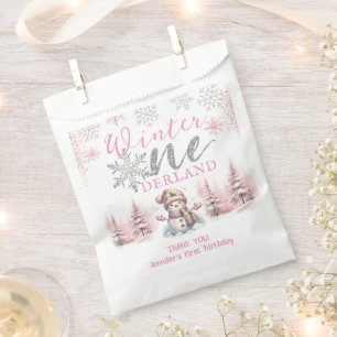 Winter Onederland Pink Silver Glitzer 1. Geburtsta Geschenktütchen