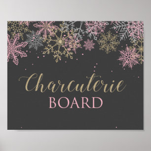 Winter Onederland Pink Snowflake Charcuterie-Zeich Poster