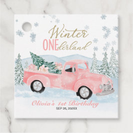 Winter Onederland Pink Truck First Birthday Geschenkanhänger